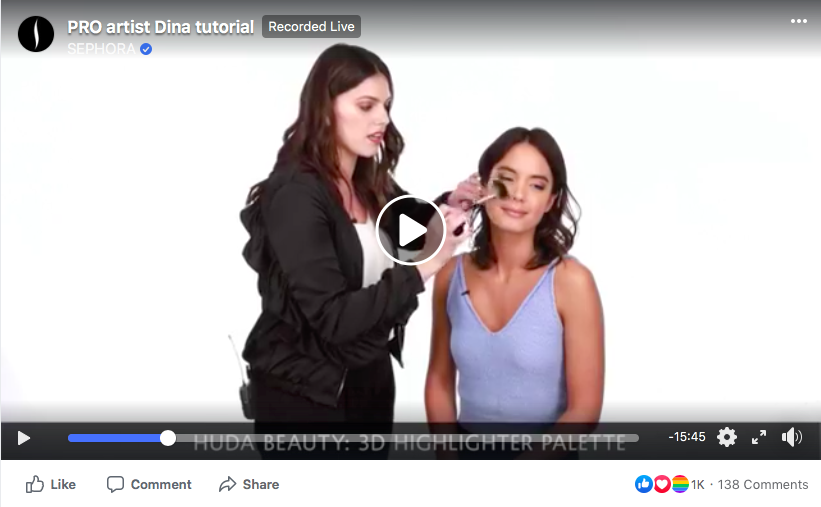 Sephora Live Streaming a Makeup Tutorial