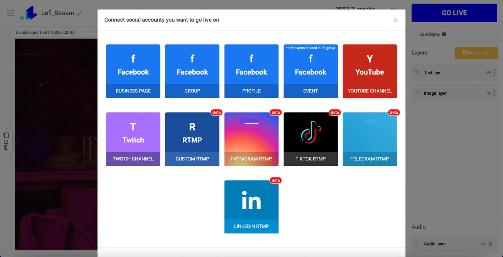 Choose Lofi Streaming Destination