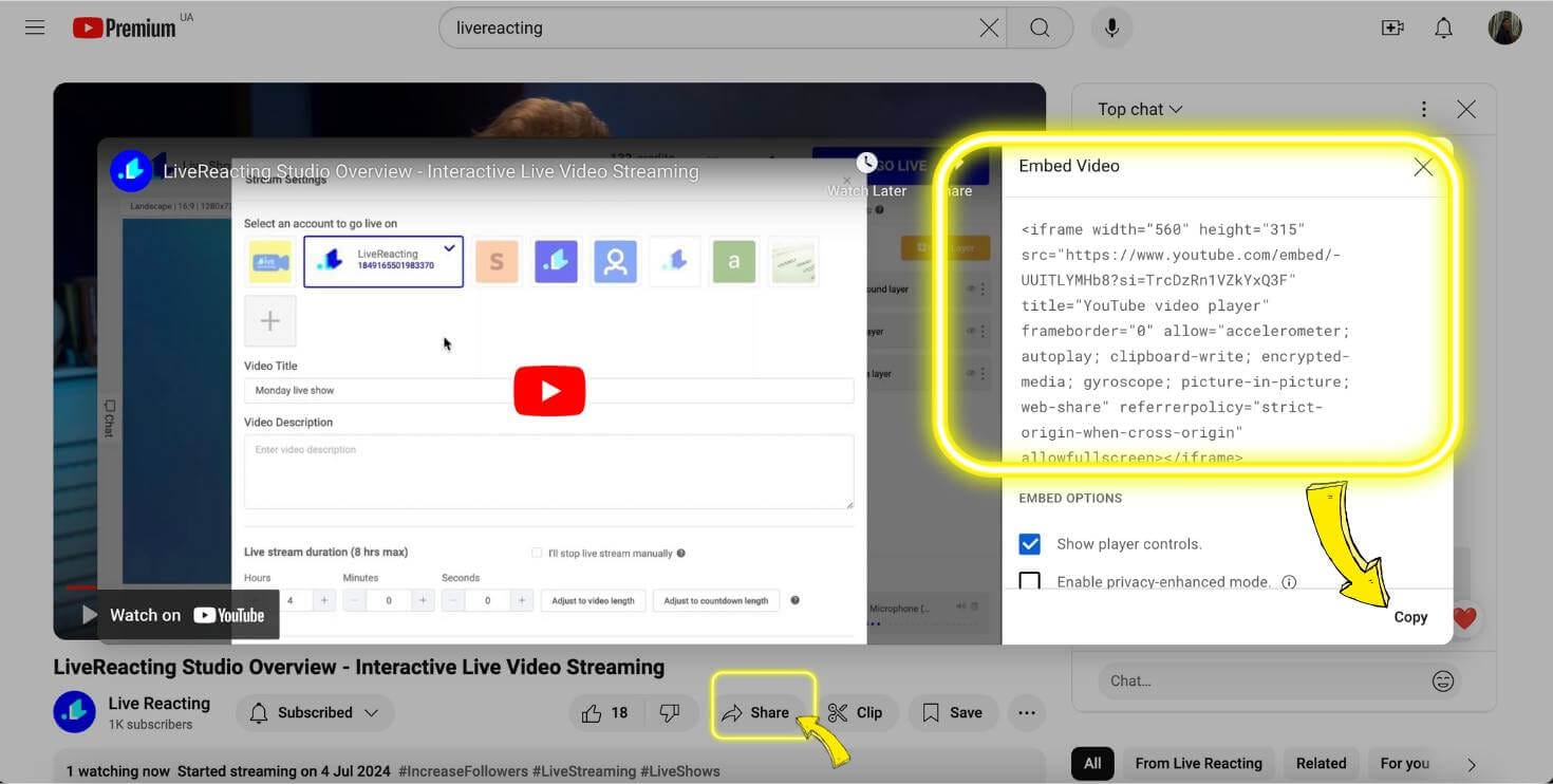 Embed an Existing Youtube Live Stream on Your Website